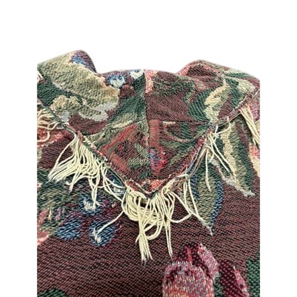 "UNKNOWN HANDMADE" Unique SZ L ? Blanket Cardigan Strings Fruits Boho Gypsy VTG - Picture 11 of 12